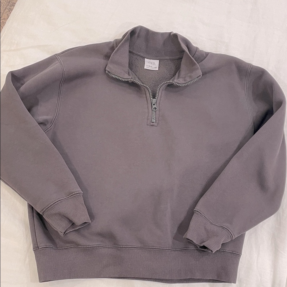 Zara Boys’ Gray Quarter-Zip Sweatshirt